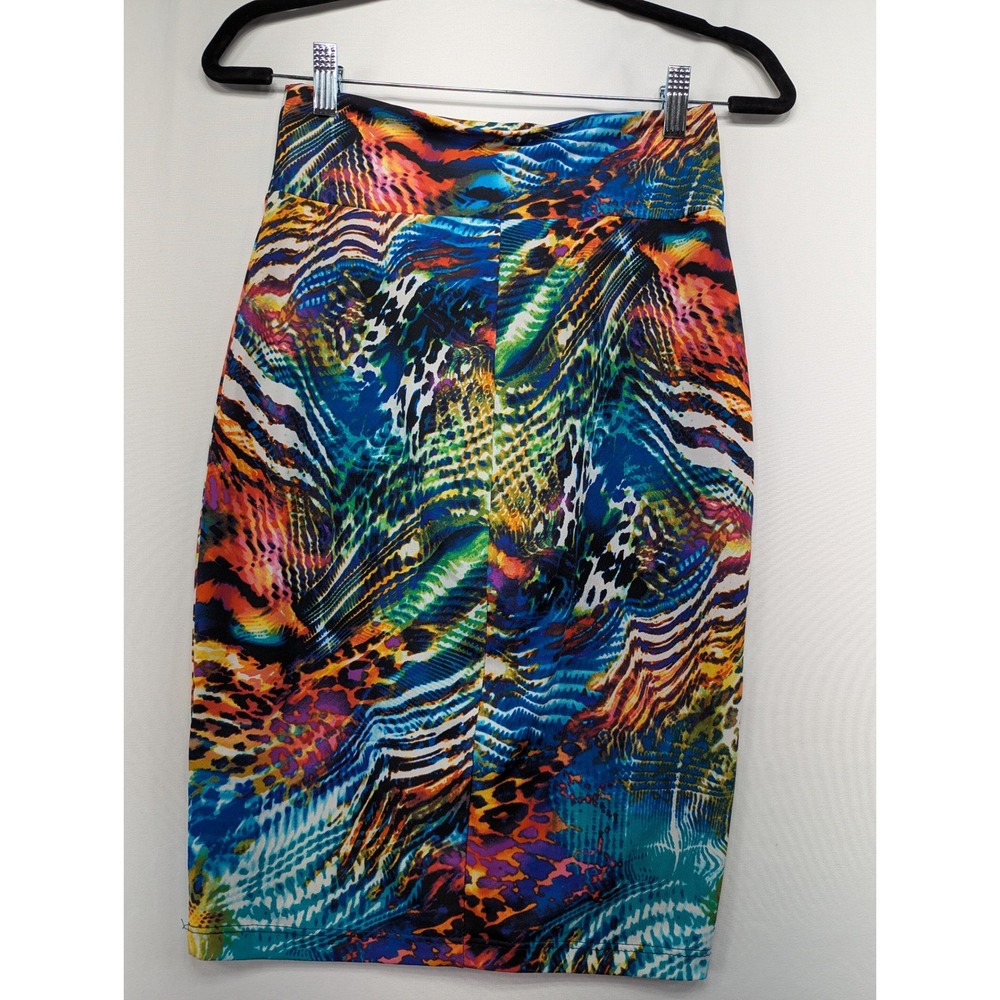 Venus Womens Animal Print Pencil Skirt Multi Color Rainbow High Waist XS‎ USA - Picture 2 of 7